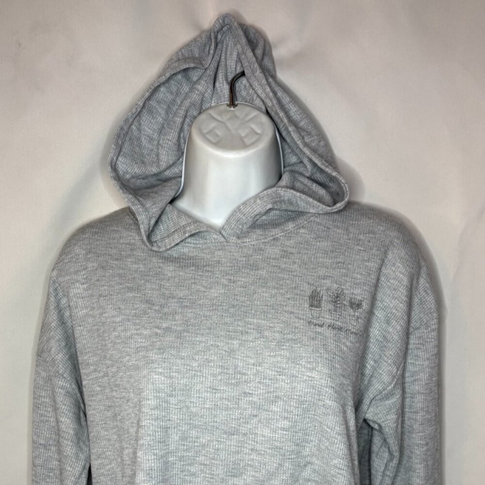 Women's American Eagle Size XXS - Gray Thermal Plant Mom Hooded Long Sleeve Top